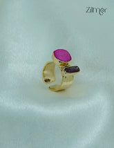 18K Gold Plated Handmade Natural Raw Stone Adjustable Ring – Anti-Tarnish - ZP1012180